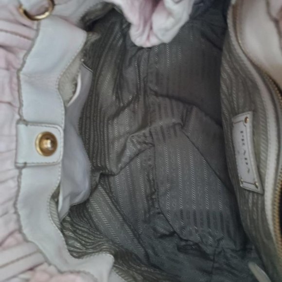 Prada nappa leather hobo bag beige peach ivory Pink double handle Tote tie dyed - Picture 6 of 16